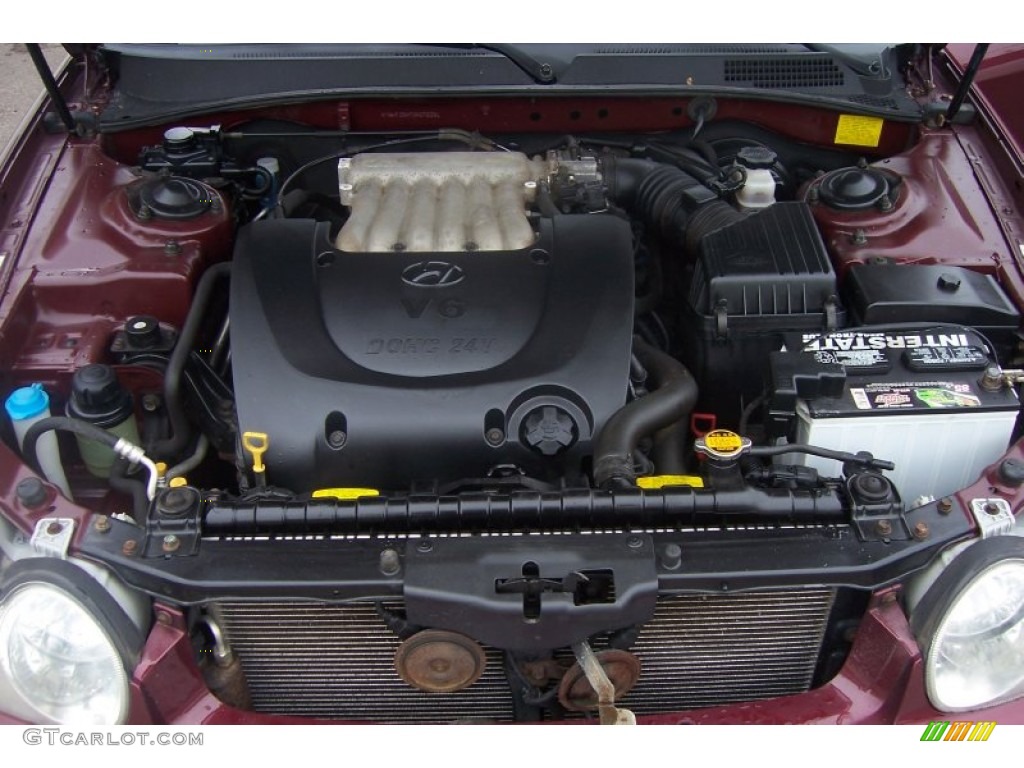 2002 Sonata LX V6 - Ruby Red / Beige photo #16