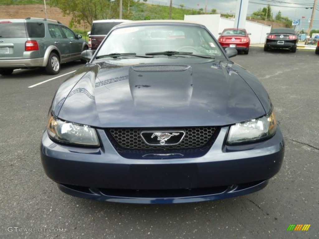 2002 Mustang V6 Convertible - True Blue Metallic / Medium Parchment photo #6