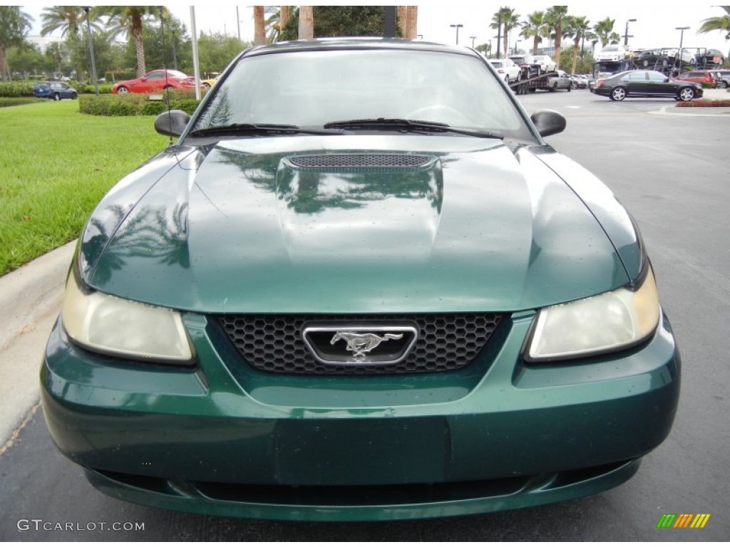 2000 Mustang V6 Coupe - Amazon Green Metallic / Medium Parchment photo #3