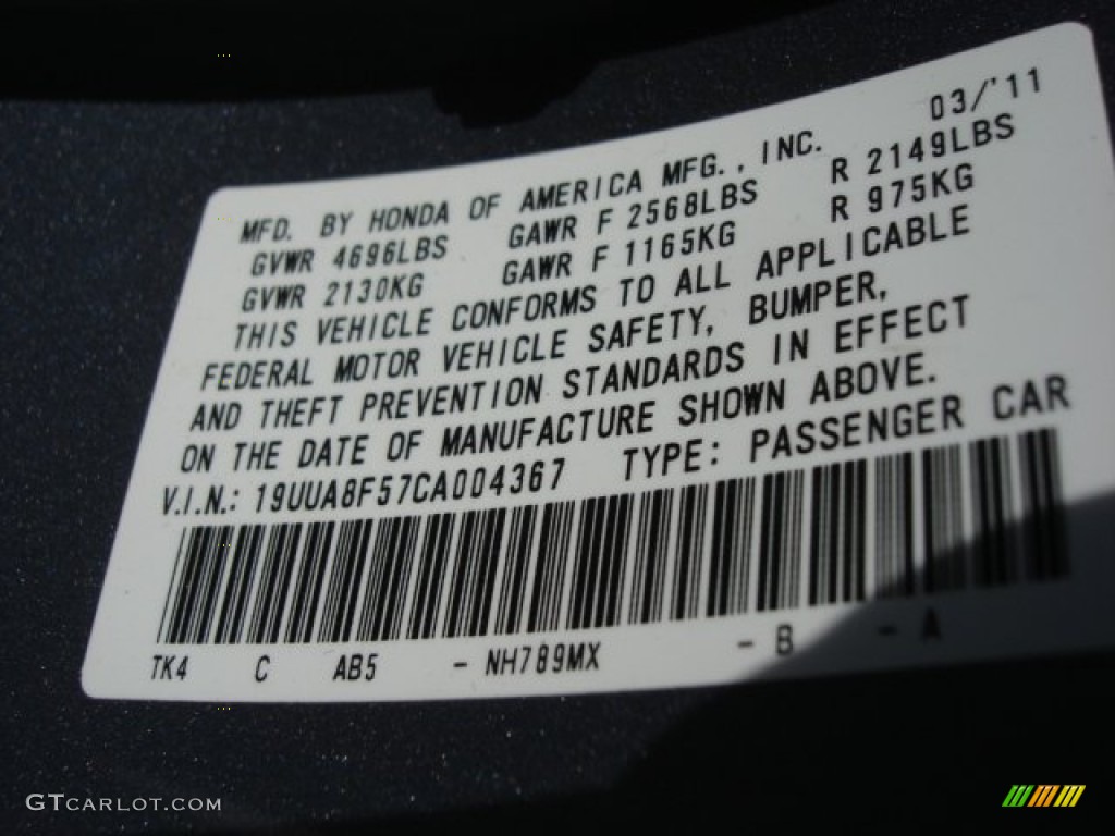 2012 TL Color Code NH789MX for Forged Silver Metallic Photo #64957882