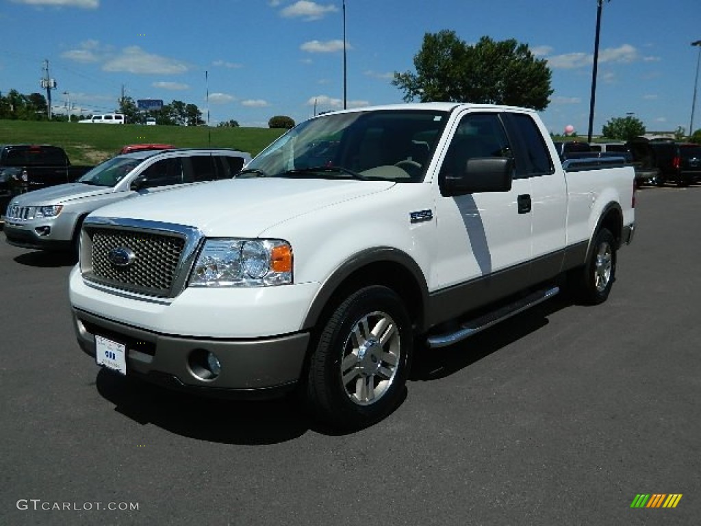 2006 F150 Lariat SuperCab - Oxford White / Tan photo #7