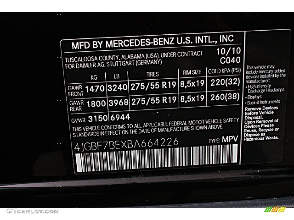 2011 GL Color Code 040 for Black Photo #64966861