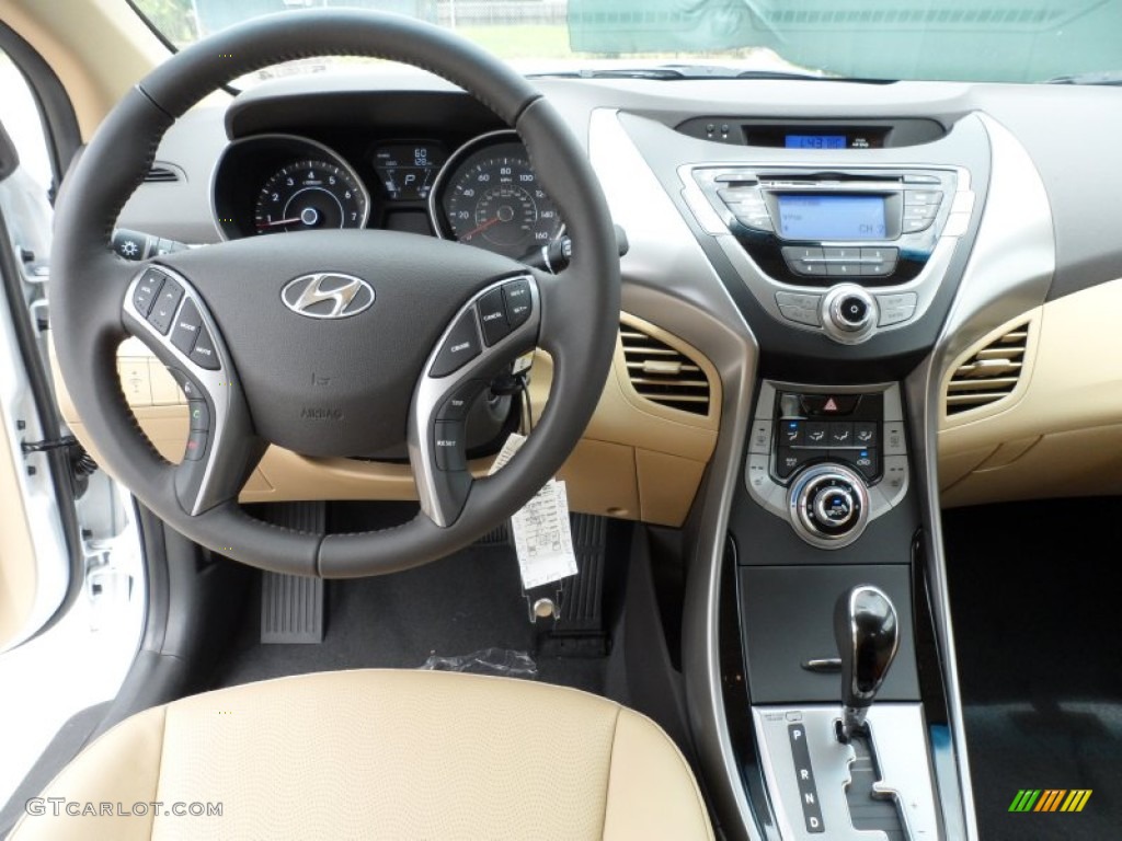 2013 Elantra Limited - Shimmering White / Beige photo #27