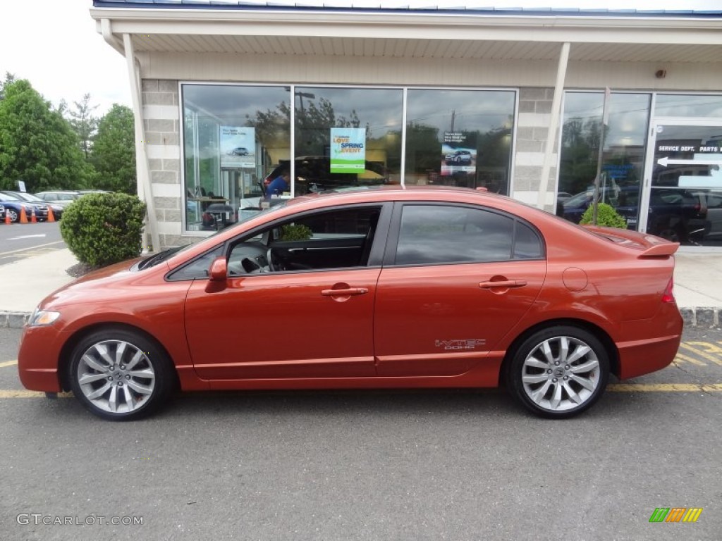 Redline Orange Pearl 2010 Honda Civic Si Sedan Exterior Photo #64979012