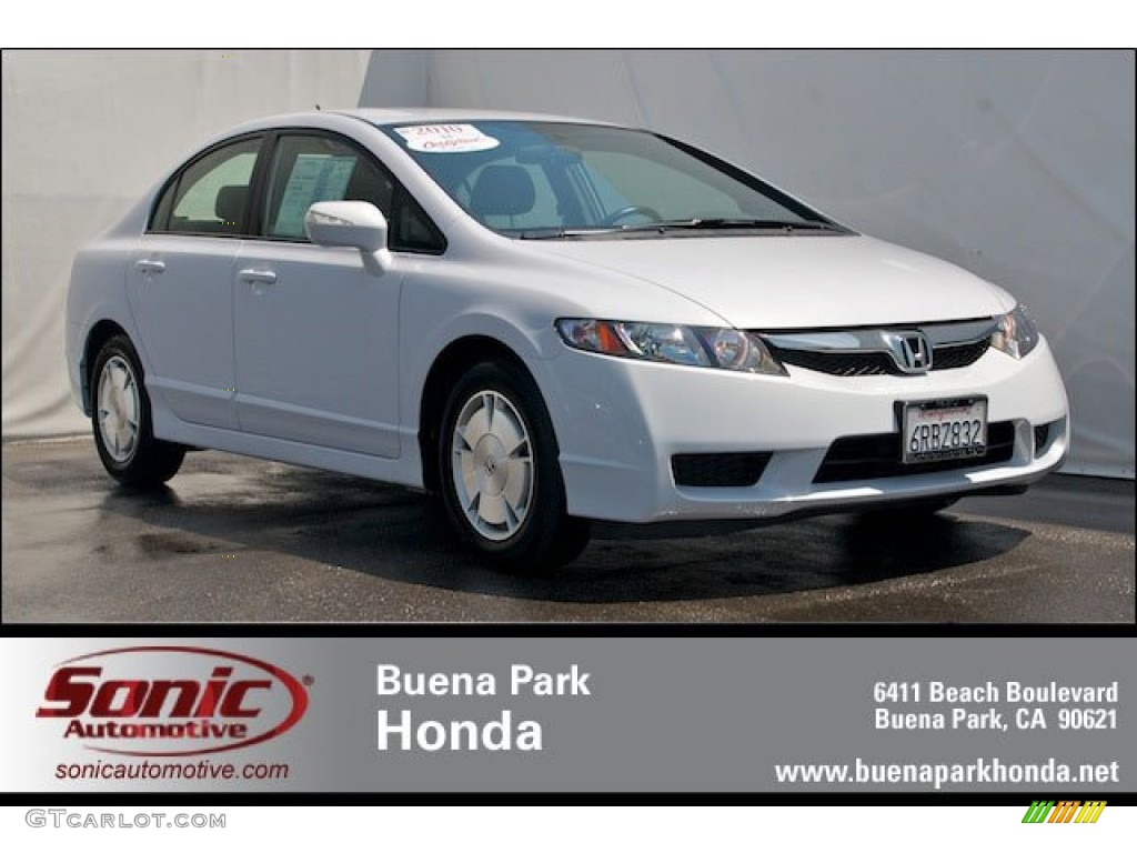2010 Civic Hybrid Sedan - Spectrum White Pearl / Blue photo #1