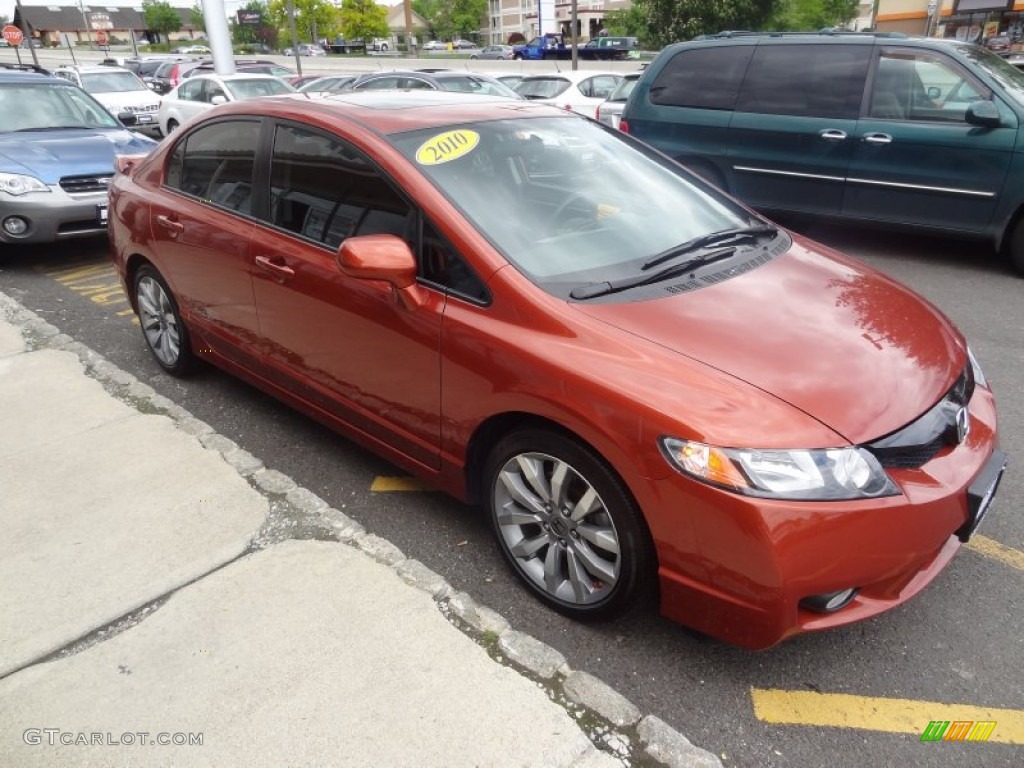 Redline Orange Pearl 2010 Honda Civic Si Sedan Exterior Photo #64979072