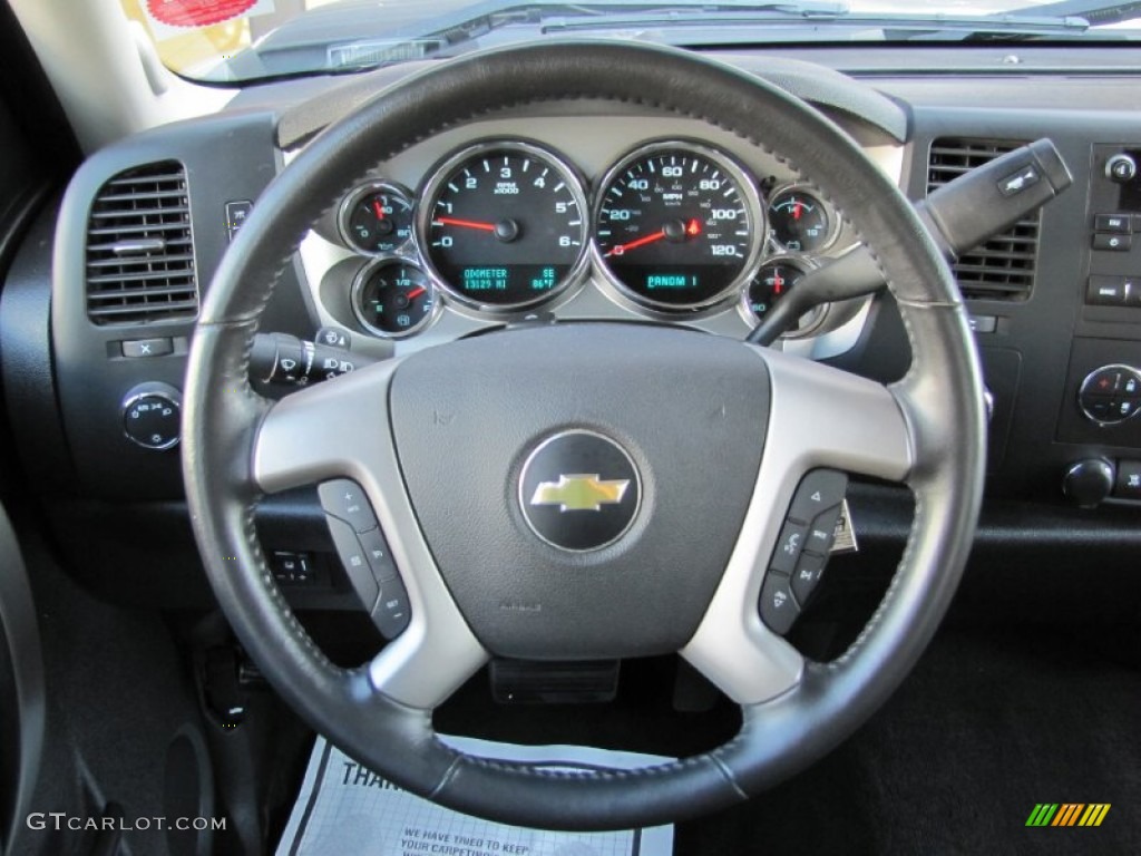 2011 Chevrolet Silverado 2500HD LT Crew Cab 4x4 Ebony Steering Wheel Photo #64987940