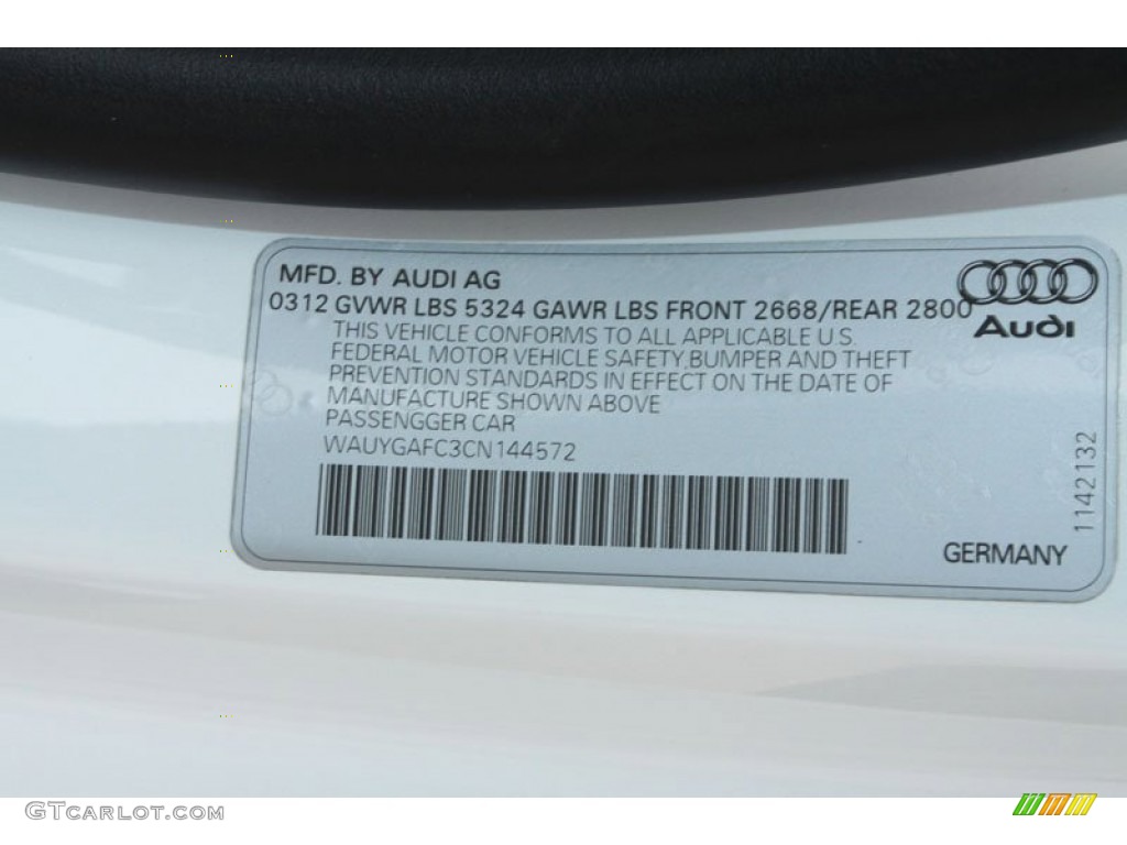 2012 A7 3.0T quattro Premium Plus - Ibis White / Nougat Brown photo #33