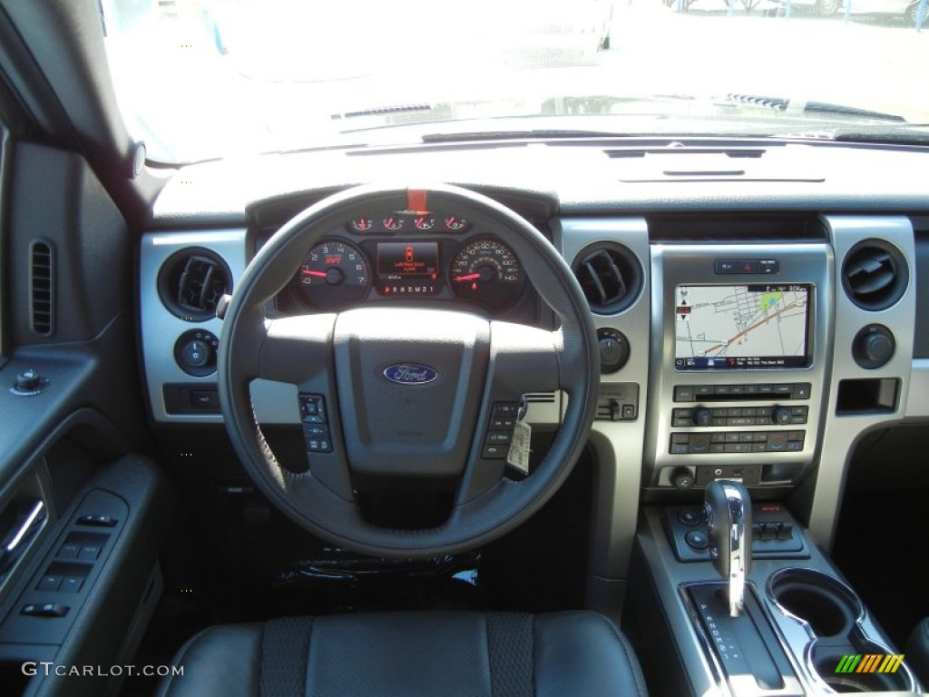 2012 Ford F150 SVT Raptor SuperCrew 4x4 Raptor Black Leather/Cloth Dashboard Photo #64994353