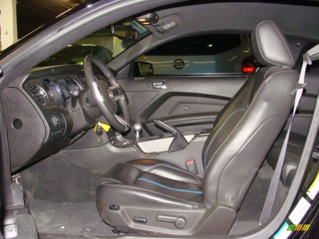 2011 Mustang GT Premium Coupe - Ebony Black / Charcoal Black/Grabber Blue photo #7