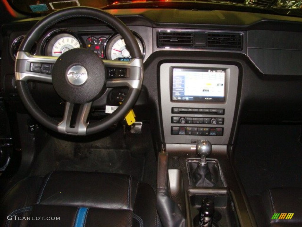2011 Mustang GT Premium Coupe - Ebony Black / Charcoal Black/Grabber Blue photo #8