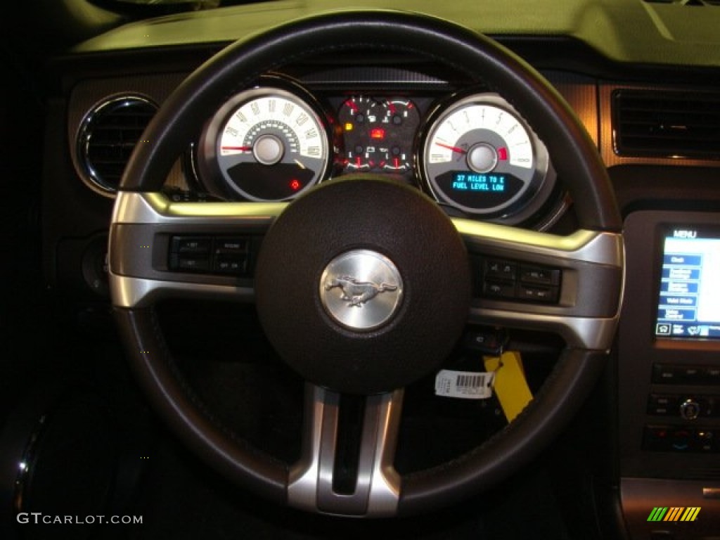 2011 Ford Mustang GT Premium Coupe Charcoal Black/Grabber Blue Steering Wheel Photo #64996915