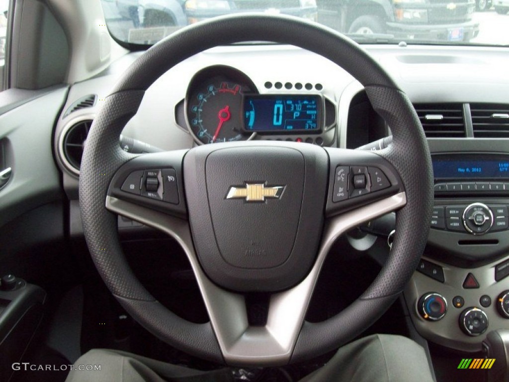 2012 Chevrolet Sonic LT Sedan Jet Black/Dark Titanium Steering Wheel Photo #64997927