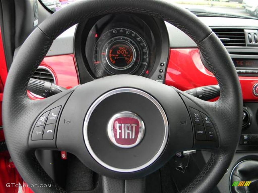 2012 Fiat 500 Sport Sport Tessuto Nero/Nero (Black/Black) Steering Wheel Photo #64998382