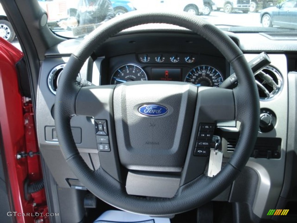 2012 Ford F150 XLT SuperCab 4x4 Steel Gray Steering Wheel Photo #65008845