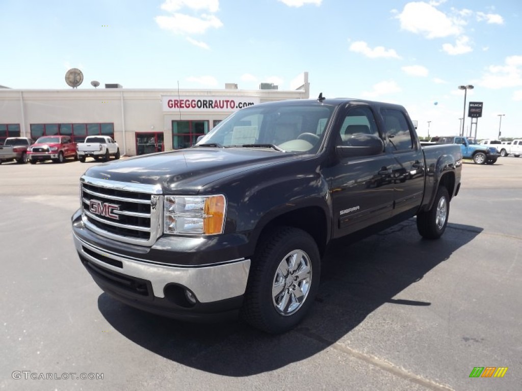 2012 Sierra 1500 SLT Crew Cab 4x4 - Carbon Black Metallic / Very Dark Cashmere/Light Cashmere photo #1