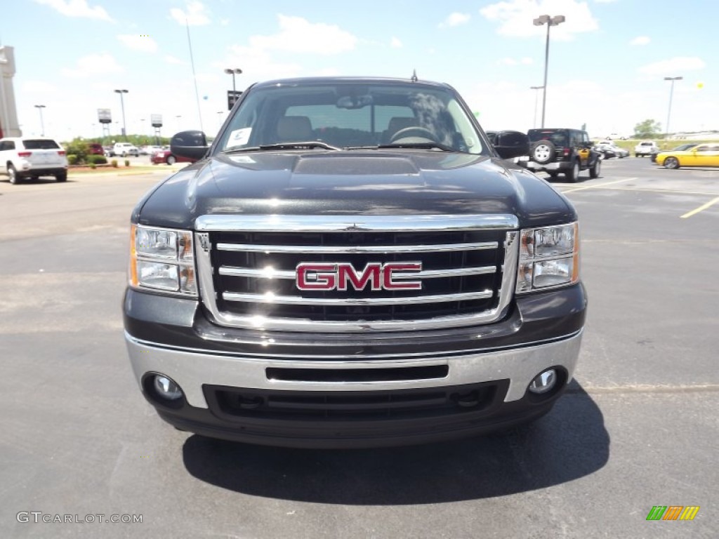 2012 Sierra 1500 SLT Crew Cab 4x4 - Carbon Black Metallic / Very Dark Cashmere/Light Cashmere photo #2