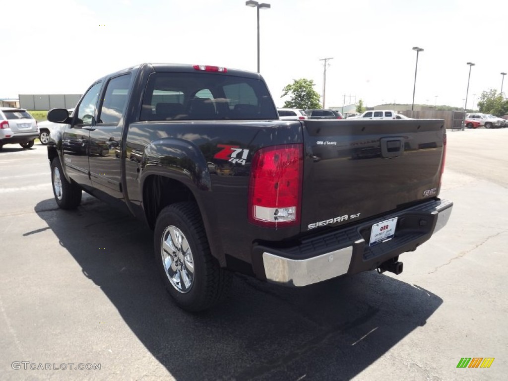 2012 Sierra 1500 SLT Crew Cab 4x4 - Carbon Black Metallic / Very Dark Cashmere/Light Cashmere photo #7