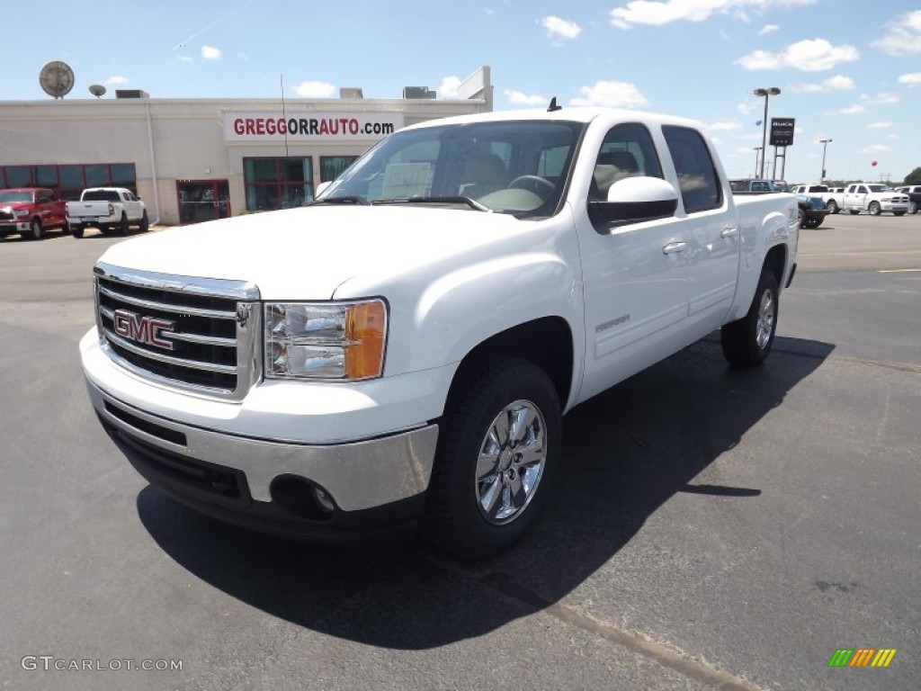 2012 Sierra 1500 SLT Crew Cab 4x4 - Summit White / Very Dark Cashmere/Light Cashmere photo #1