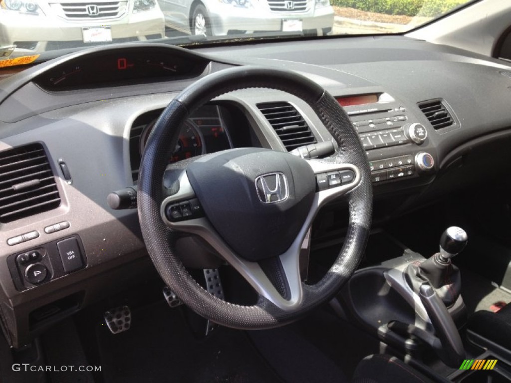 2010 Honda Civic Si Coupe Black Steering Wheel Photo #65012112