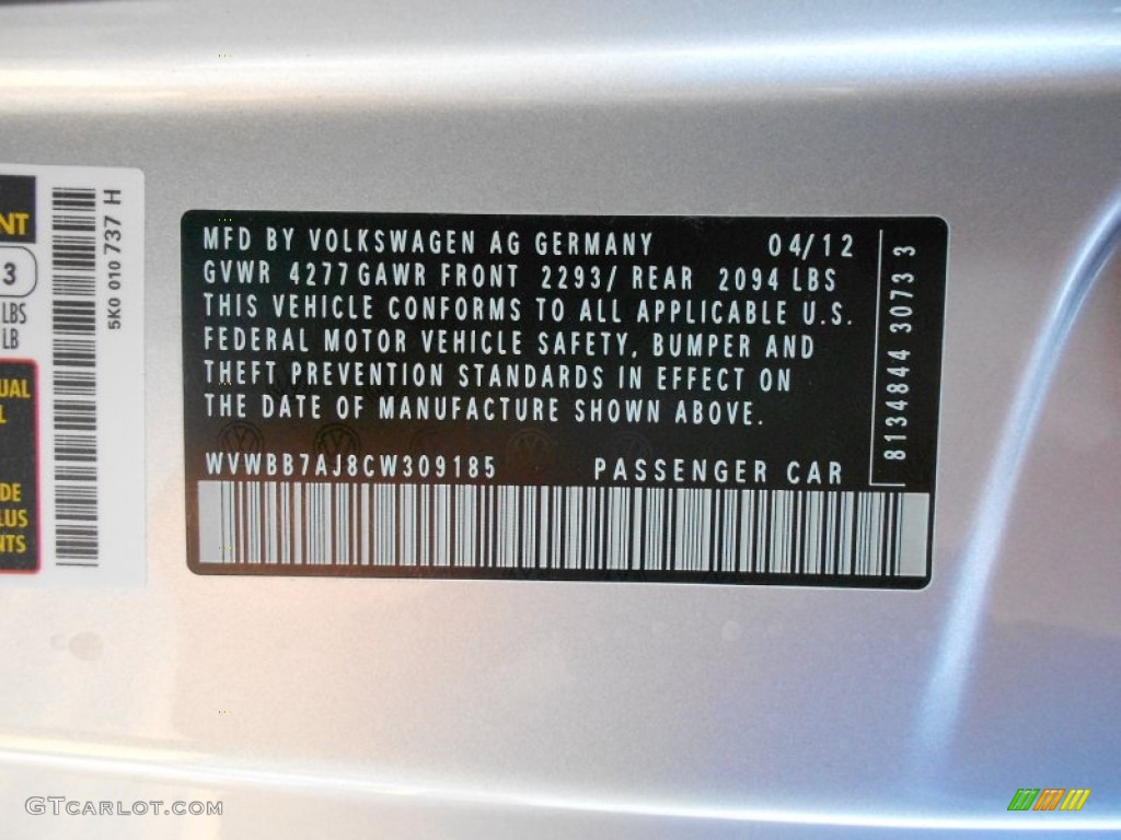 2012 Volkswagen Golf 2 Door Info Tag Photos