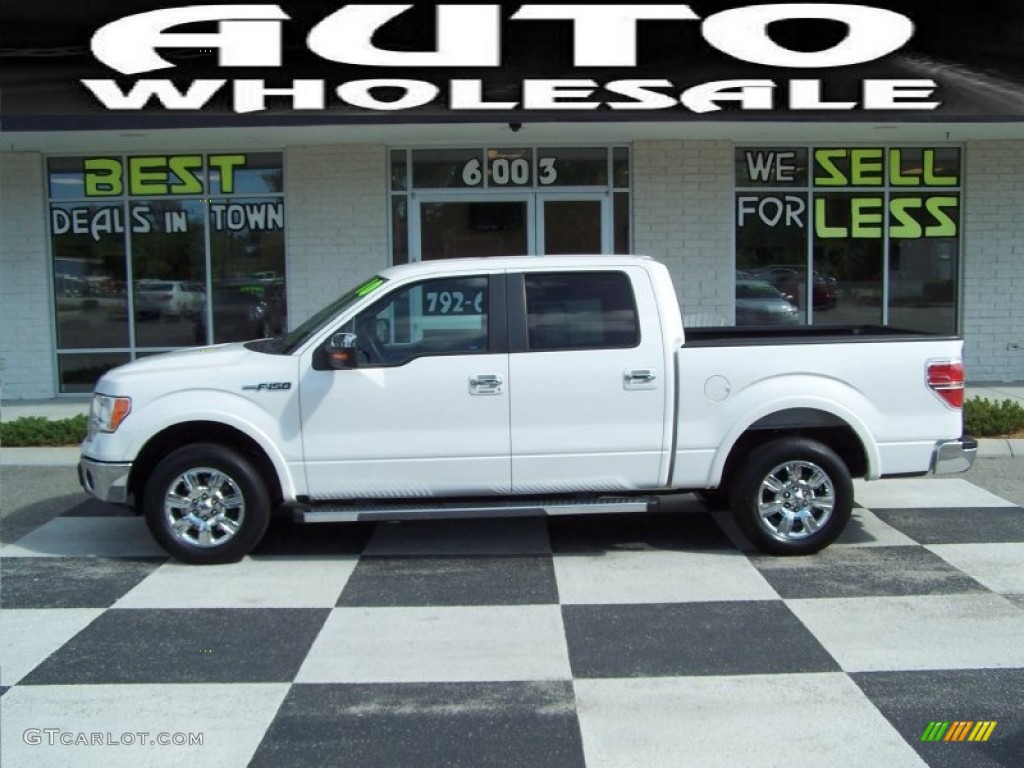 2010 F150 Lariat SuperCrew - White Platinum Metallic Tri Coat / Tan photo #1