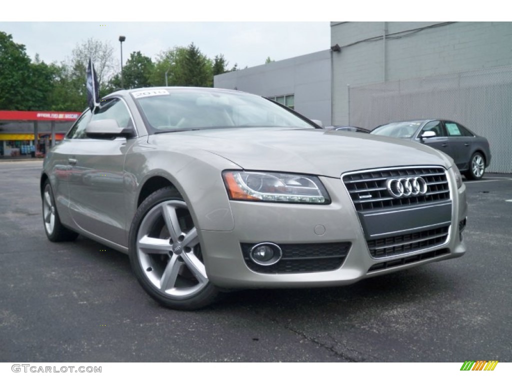 2010 A5 2.0T quattro Coupe - Sahara Silver Metallic / Linen Beige photo #1