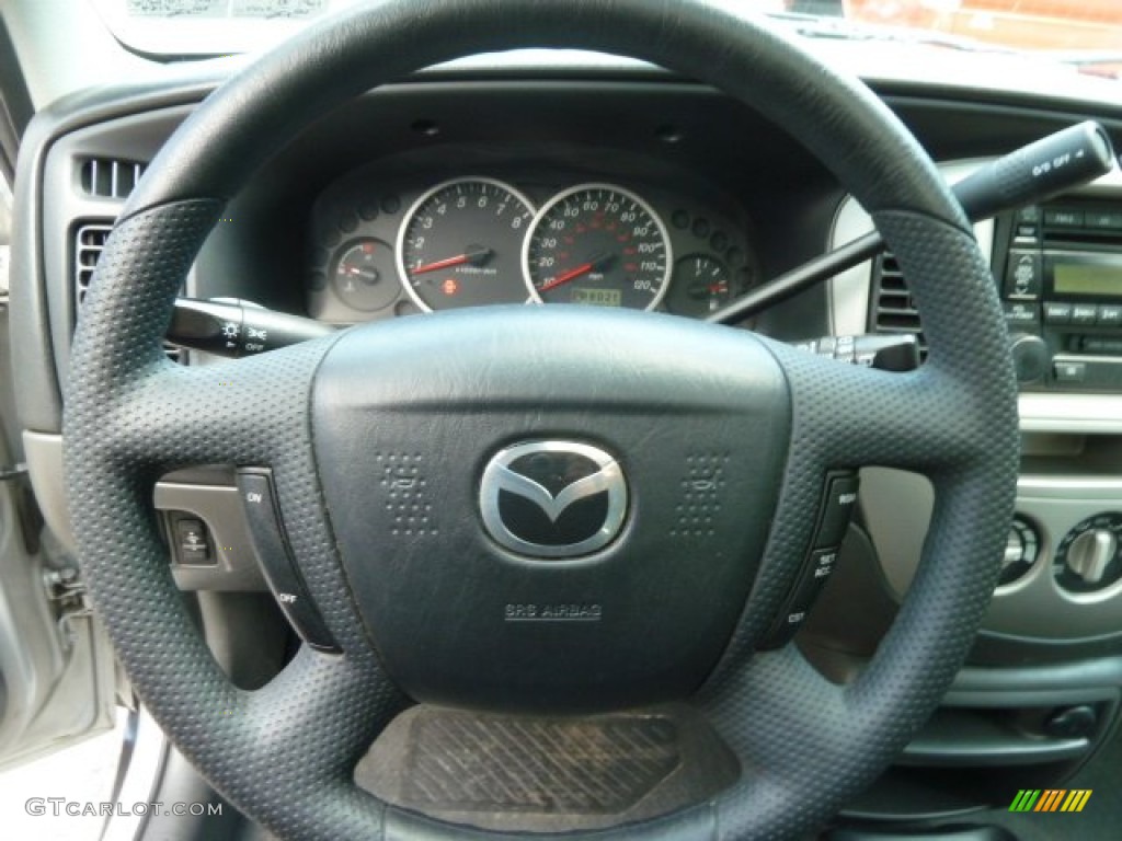 2004 Mazda Tribute LX V6 4WD Black Steering Wheel Photo #65039575