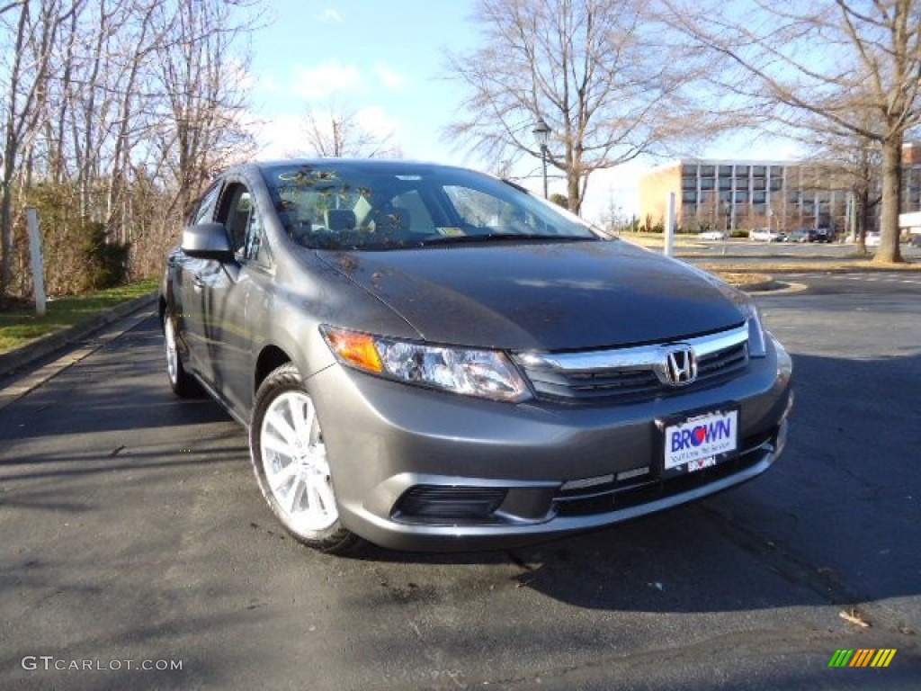 2012 Civic EX-L Sedan - Polished Metal Metallic / Gray photo #1