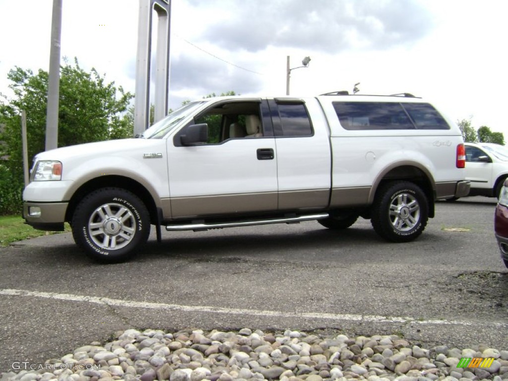 2004 F150 Lariat SuperCab 4x4 - Oxford White / Tan photo #9