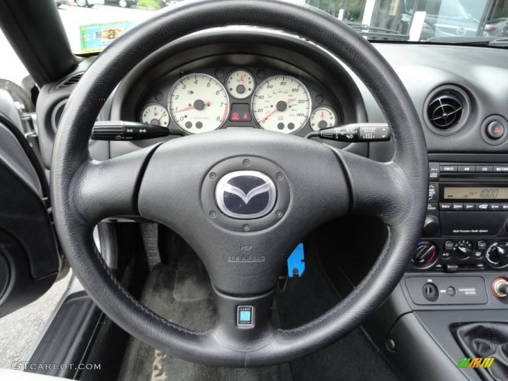 2002 Mazda MX-5 Miata LS Roadster Black Steering Wheel Photo #65062927