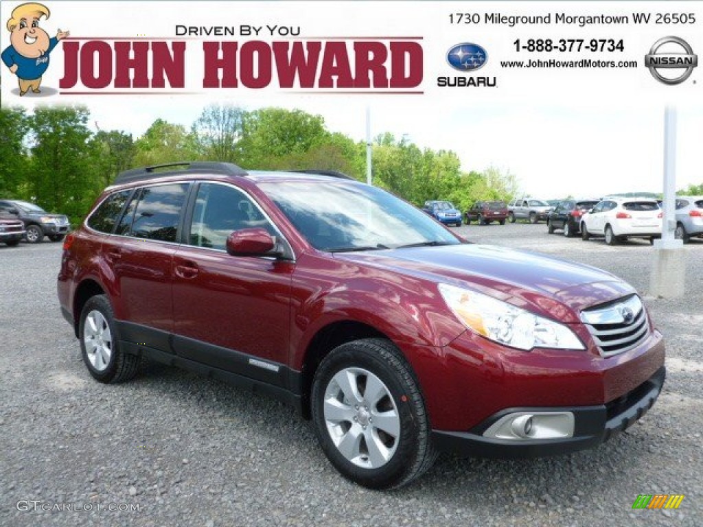 2012 Outback 2.5i Premium - Ruby Red Pearl / Off Black photo #1