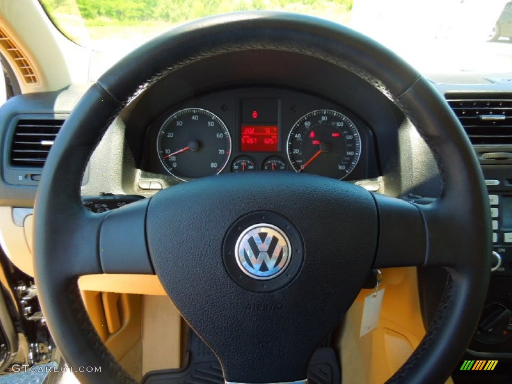 2009 Volkswagen Jetta SE SportWagen Pure Beige Steering Wheel Photo #65066777