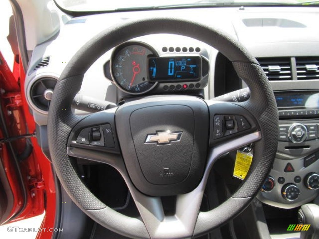 2012 Chevrolet Sonic LT Hatch Jet Black/Dark Titanium Steering Wheel Photo #65067365