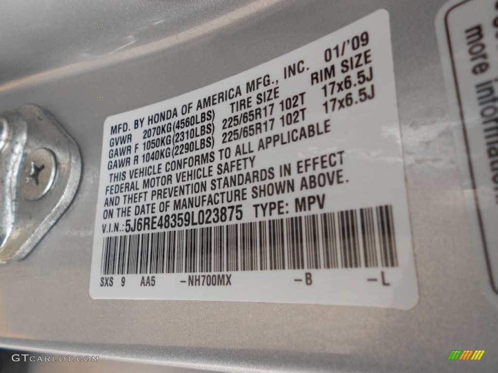 2009 CR-V LX 4WD - Alabaster Silver Metallic / Gray photo #17