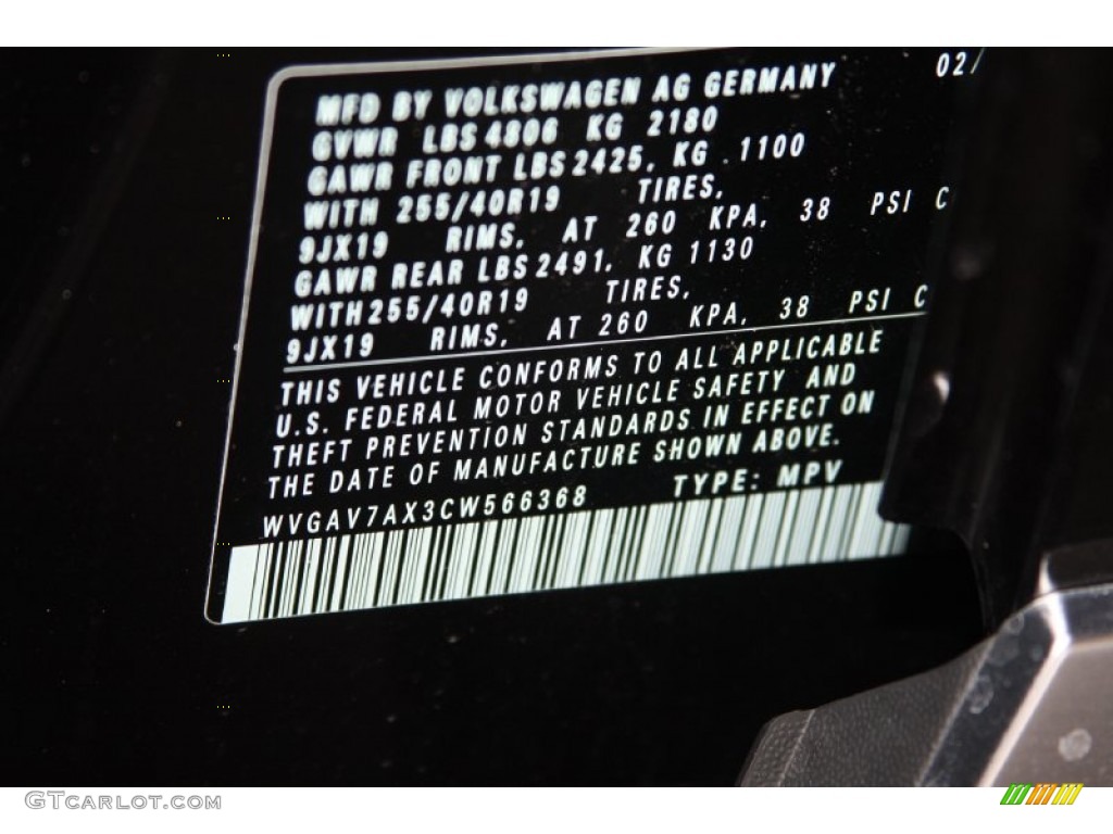 2012 Tiguan SEL - Deep Black Metallic / Beige photo #25