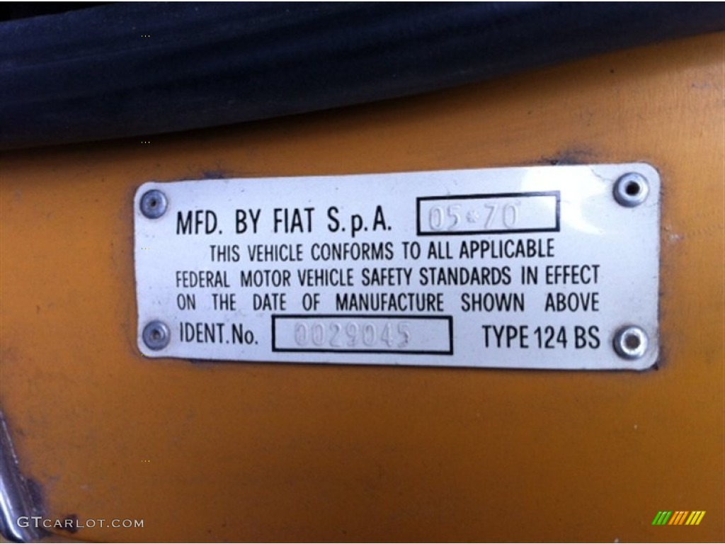 1971 Fiat 124 Sport Coupe Info Tag Photos