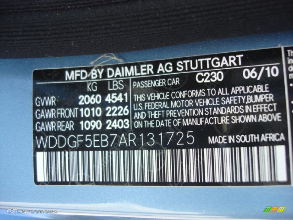 2010 C Color Code 230 for Quartz Blue Metallic Photo #65086550