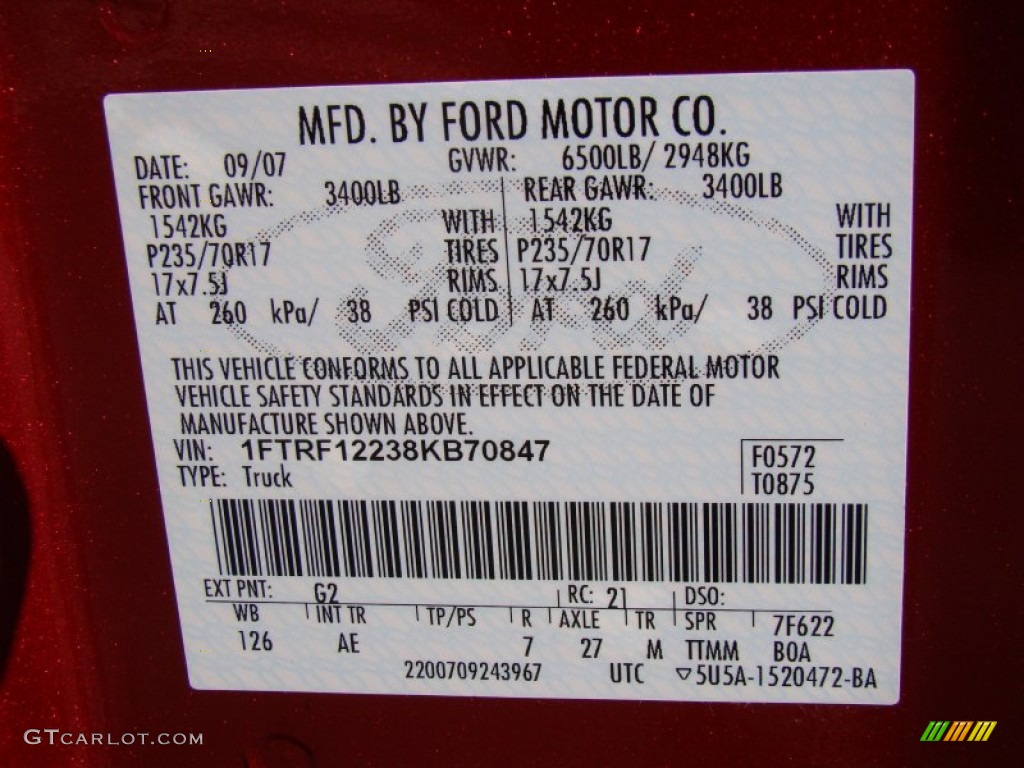 2008 F150 XL Regular Cab - Redfire Metallic / Medium Flint Grey photo #19