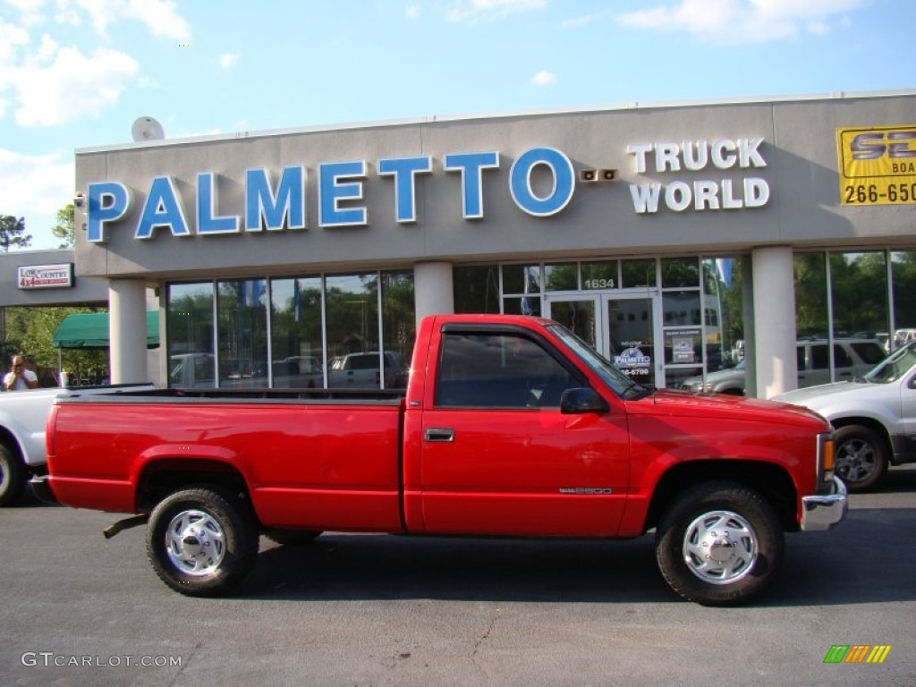 2000 Sierra 2500 SL Regular Cab - Fire Red / Graphite photo #1