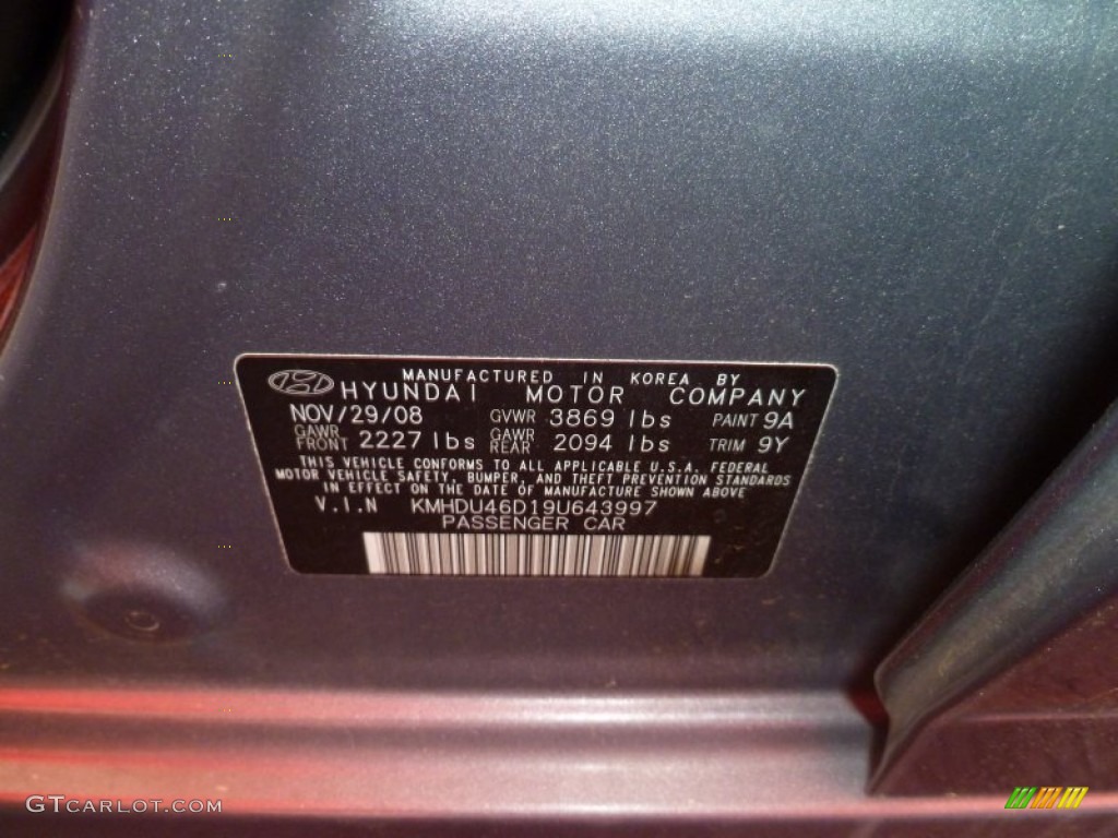 2009 Elantra GLS Sedan - Carbon Gray / Gray photo #21