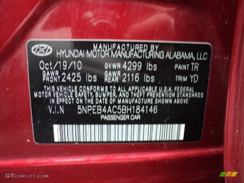 2011 Sonata GLS - Venetian Red / Camel photo #5