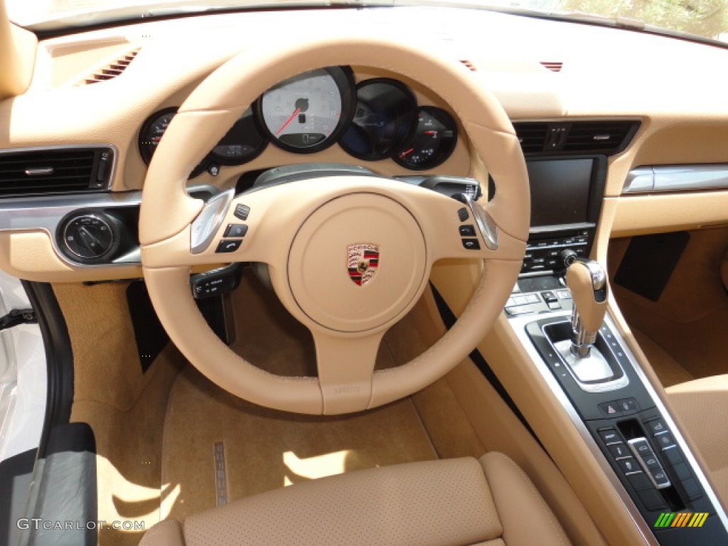 2012 Porsche New 911 Carrera S Coupe Luxor Beige Steering Wheel Photo #65122180