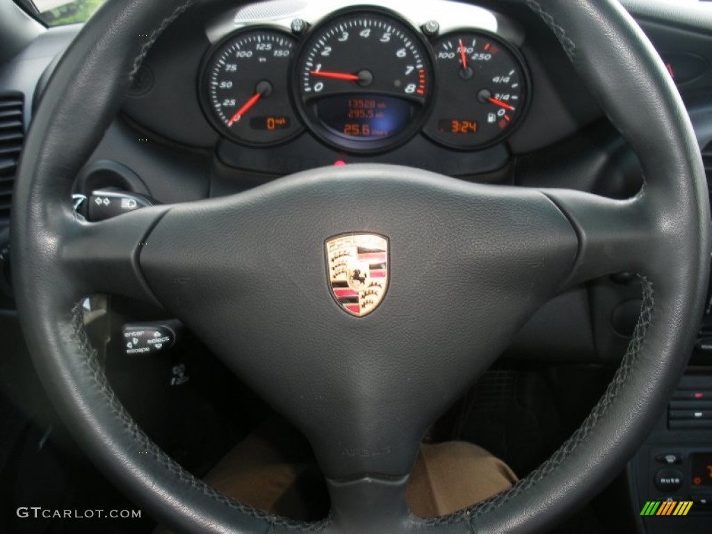 2004 Porsche Boxster Standard Boxster Model Black Steering Wheel Photo #65123146