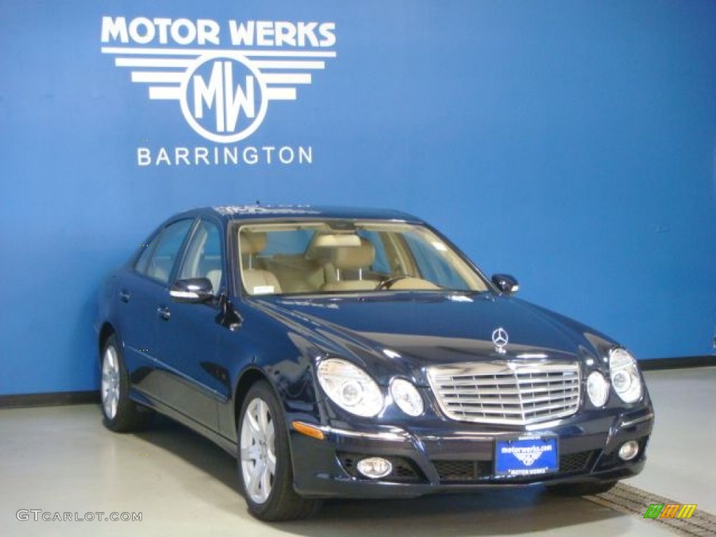 2008 E 350 4Matic Sedan - Capri Blue Metallic / Cashmere photo #1