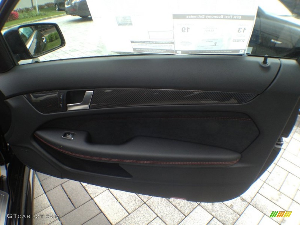 2012 Mercedes-Benz C 63 AMG Black Series Coupe AMG Black/Red Stitching Door Panel Photo #65139745