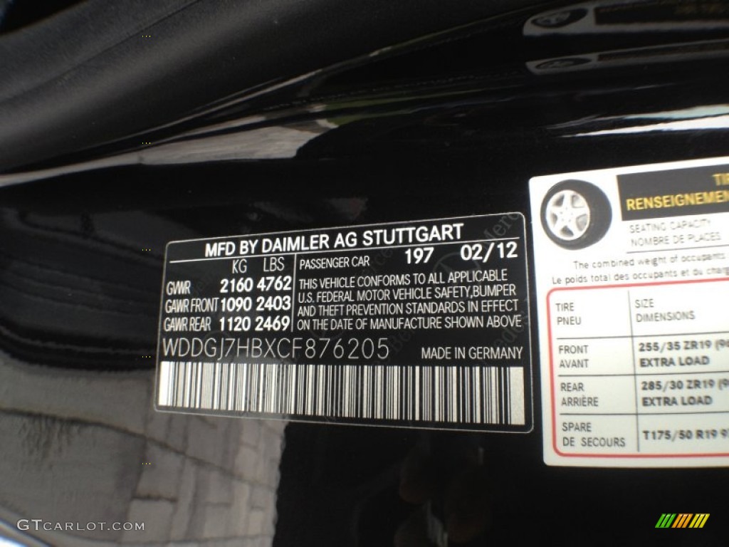 2012 Mercedes-Benz C 63 AMG Black Series Coupe Color Code Photos