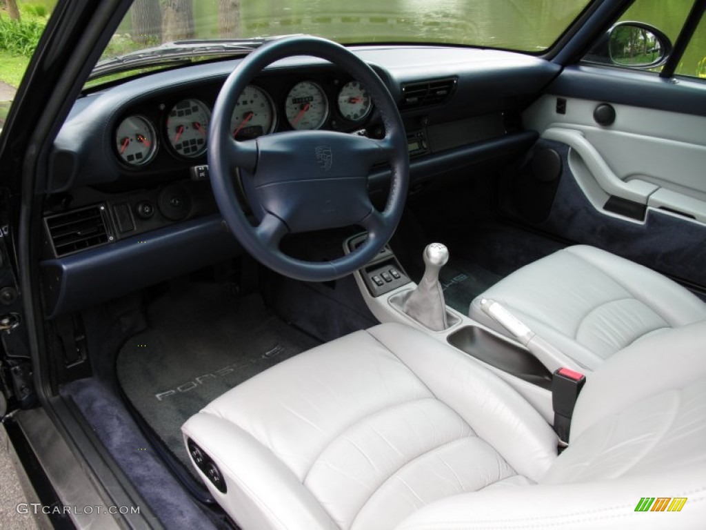 Classic Grey/Midnight Blue Interior 1996 Porsche 911 Turbo Photo #65154069