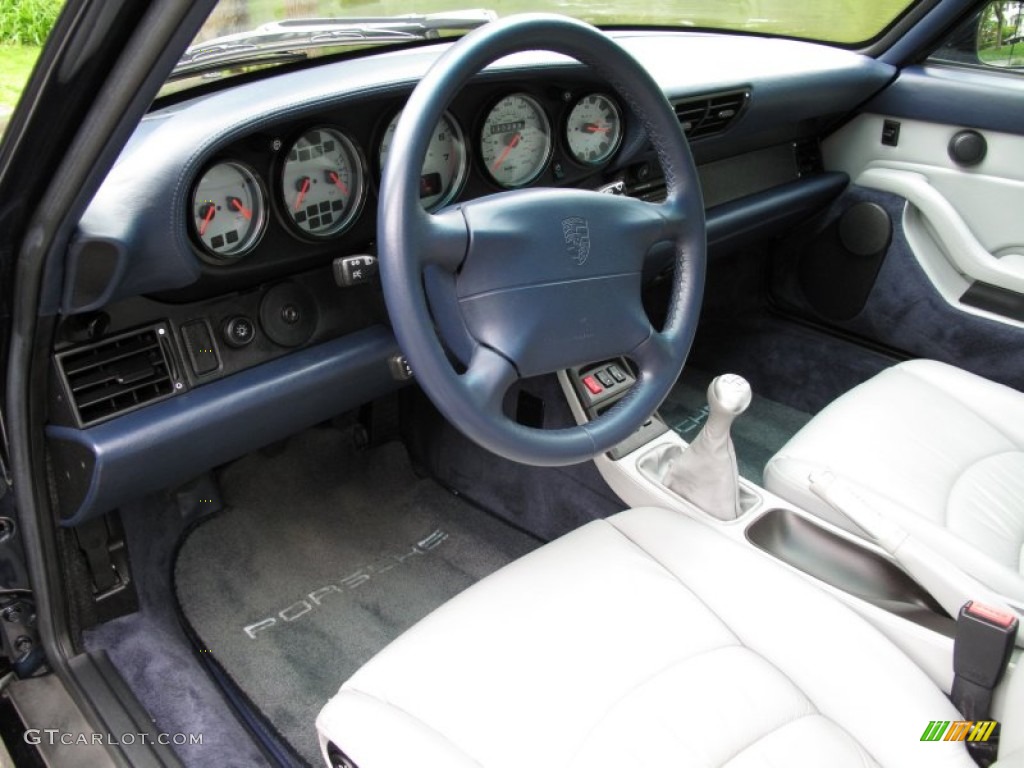 Classic Grey/Midnight Blue Interior 1996 Porsche 911 Turbo Photo #65154114