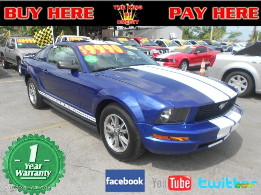 2005 Mustang V6 Deluxe Coupe - Sonic Blue Metallic / Light Graphite photo #1
